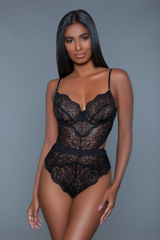 Bettany Lace Bodysuit – Delicate Allover Lace, Underwire Support & Modern Cutout Design