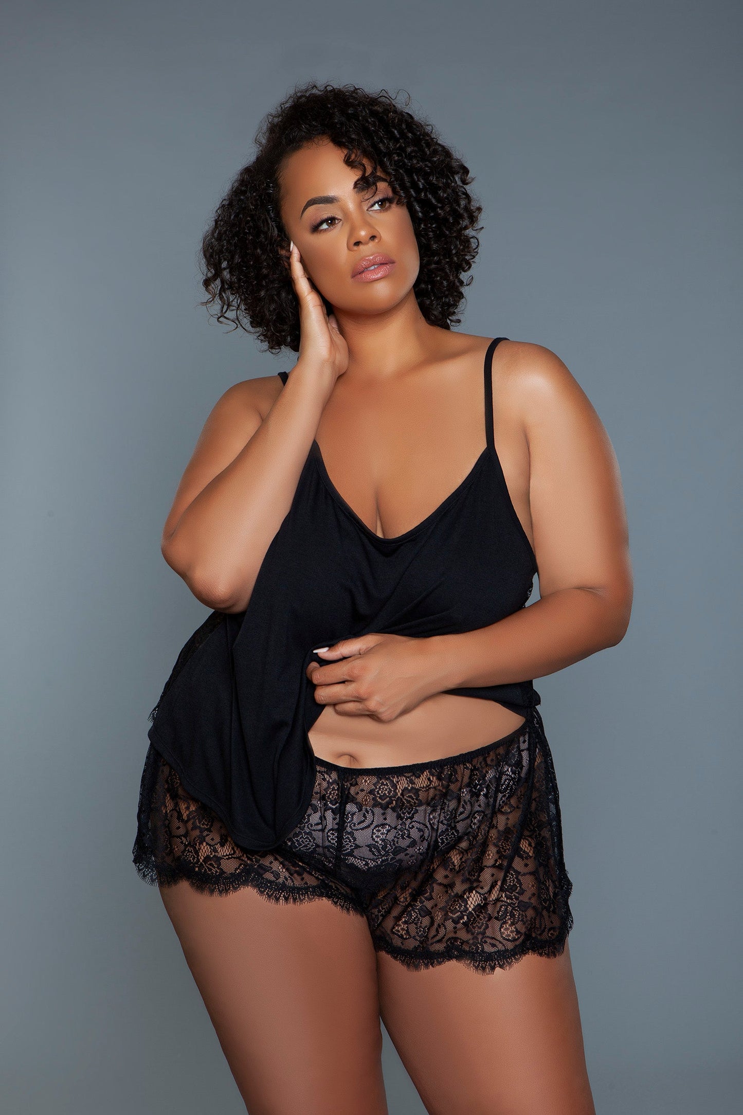 Peyton Set – Delicate Lace and Soft Jersey Cami & Shorts Sleepwear