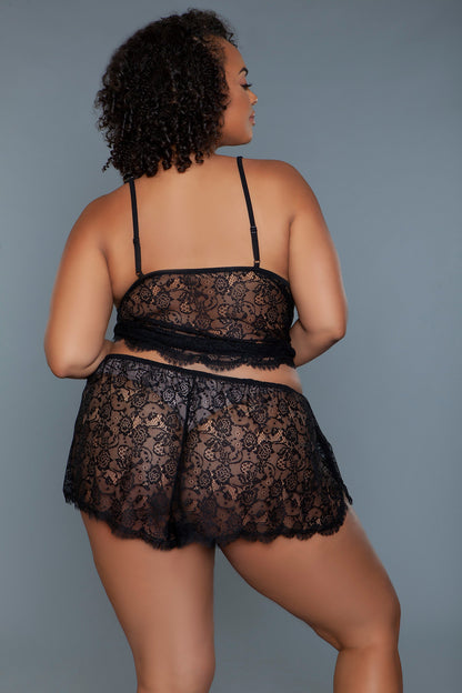 Peyton Set – Delicate Lace and Soft Jersey Cami & Shorts Sleepwear